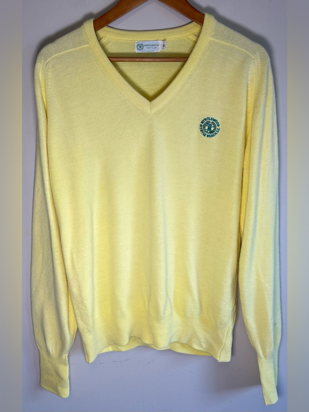 Vintage 1980s Myrtlewood Golf Club V Neck Knit Sweater Mens M Myrtle Beach USA